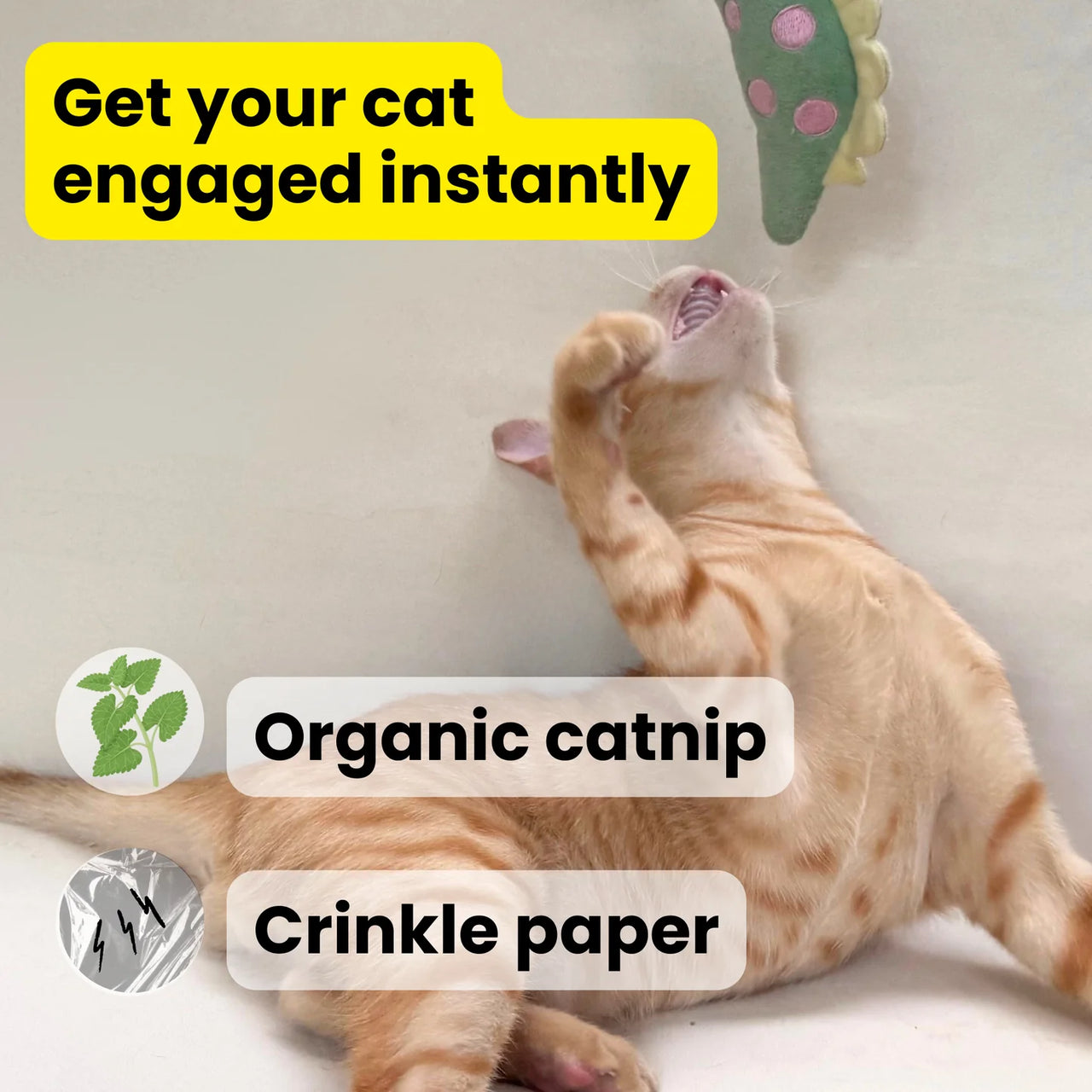 Dino Catnip and Crinkle Plush Toy Attachment for Forever Stick™