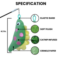 Thumbnail for Dino Catnip and Crinkle Plush Toy Attachment for Forever Stick™